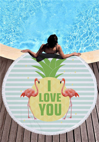 Image of Beautiful Flamingo Round Beach Blankets